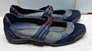 Michelle K Black Leather Metallic Gray Textile Flats Mary Jane Women Shoes 8.5 M - Picture 1 of 7