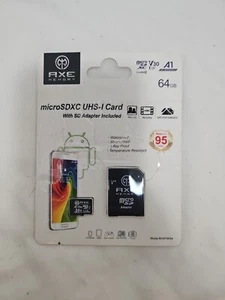 AXE MEMORY 64GB Microsdxc Memory Card + SD Adapter with A1 App Performance, V30 - Picture 1 of 5
