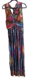 MISS CALIFORNIA Multi Metallic Muster Neckholder Slinky Maxikleid Large C2 Resort - Bild 1 von 8