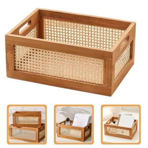 Solid Wood Storage Box Bathroom Organizing Baskets Bedroom Holder Baby - Picture 1 of 12
