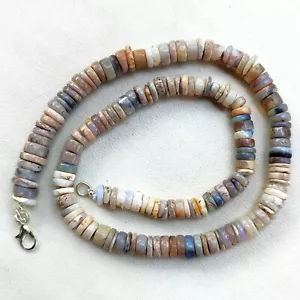 Collar de cuentas rondelle corte Heishi tamaño 7 a 8 mm gemas de ópalo de fuego australiano 16,5" - Imagen 1 de 8