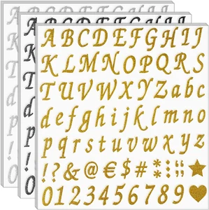12 Sheets Glitter Letter Stickers,Self Adhesive Alphabet Number Stickers,Letter - Picture 1 of 8