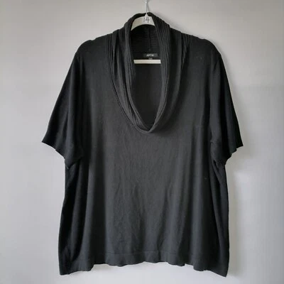 APT. Suéter Pullover 9 Para Mujer Negro Manga Corta Cuello Capucha Talla 2X Foto 1 de 4