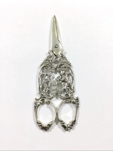 Antique Sterling Silver Scissors With Cooper’s Motif Hallmarked 830 20th C - Picture 1 of 10