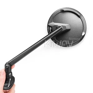 Mamba Real Carbon Mat Fiber Round Mirrors Adujustable Fairing Mount Sportsbike - Picture 1 of 12