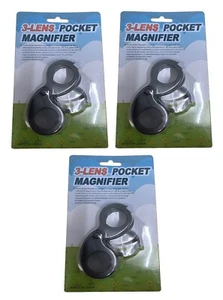 LUPA DE BOLSILLO DE TRES LENTES X5, X10, X15, JUEGO DE 3 - Imagen 1 de 3