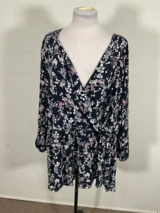 Lane Bryant Women’s Blue Color 3/4 Sleeve Top Size 38/40 - Picture 1 of 9
