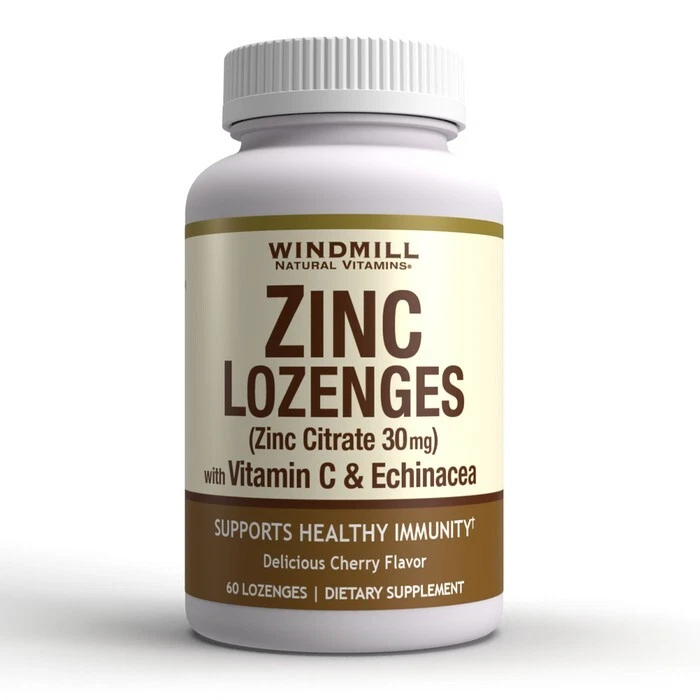 Ветряная мельница цитрат цинка 30 мг с витамином С и эхинацеей пастилки вишня 60 EA - Изображение 1 из 1
