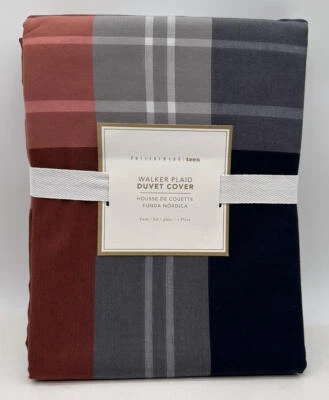 Pottery Barn Teen Walker Plaid TWIN Duvet Cover ~ Orange Multi - Image 1 of 2