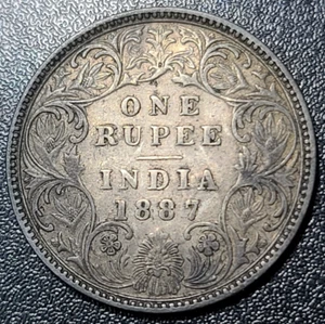 1887 India 1 One Rupee Queen Victoria ✓Dealer Authenticated DT54 - Picture 1 of 8