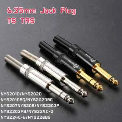 6.35mm Jack Plug Stereo 2Pole Mono Plug Connector Audio 1/4" TS TRS - Image 1 of 4