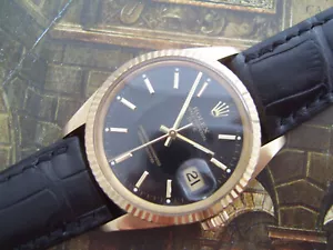 ROLEX DATE 750 GOLD VON 1981 - BLACK DIAL - REF.: 15038 - ORG. BAND + SCHLIESSE - Bild 1 von 21