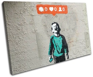 Graffiti Friendless Banksy Street SINGLE CANVAS WALL ART Picture Print VA - Picture 1 of 1