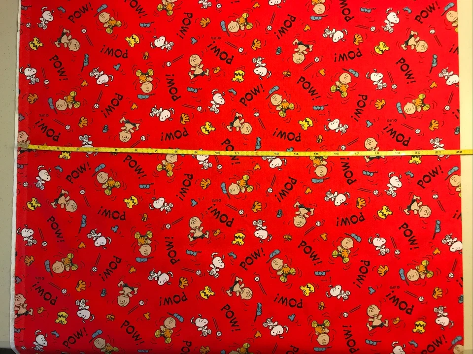 Peanuts Charlie Brown & Snoopy Baseball Fabric 100% Cotton By The Yard - Image 1 of 1