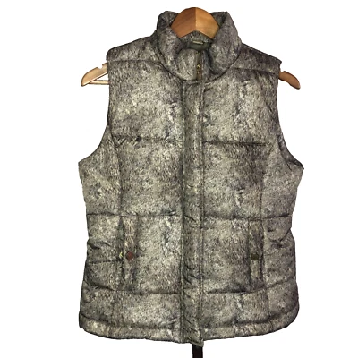 Michael Kohrs Puffer Vest Silver Gray Animal Fur Print Women's M Packable Urban - Image 1 of 4