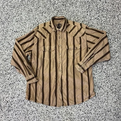 Camisa Scully Hombres L Marrón Perla Diente de Sierra Vaquero Occidental Rodeo Estilo Vintage Foto 1 de 4