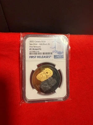 2022 CANADA $20 SEA OTTER GILT/BLACK RH FR PF 70 MATTE ! - Image 1 of 2
