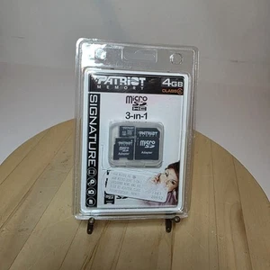 Patriot Memory Signature 4GB Micro Sd HC 3 In 1 Class 6 Micro Mini SD CARD New - Picture 1 of 3