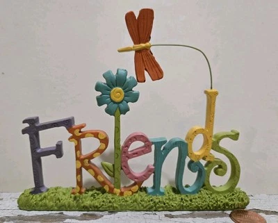 FRIENDS Sign Libélula Azul Margarita Colores Brillantes D. Strain 2011 Cubo Flor Foto 1 de 4