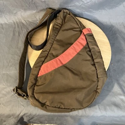 Bolso Bandolera Ameribag Saludable Eslinga Marrón Nylon Bolsillos Foto 1 de 4