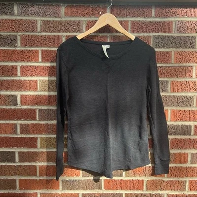 Green Tea Black Waffle Knit Crewneck Long Sleeve Top - Image 1 of 4