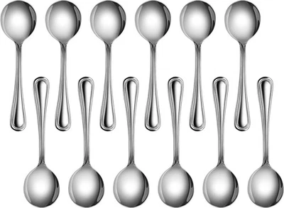 Classic Slimline Bouillon Spoons - 12-Piece Stainless Steel Set for any Occasion - Image 1 of 4