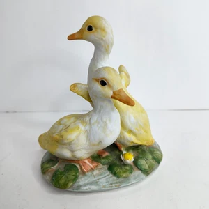 Pair of Yellow Ducklings Masterpiece Porcelain by Homco Vintage Figure 6" Tall - Picture 1 of 7