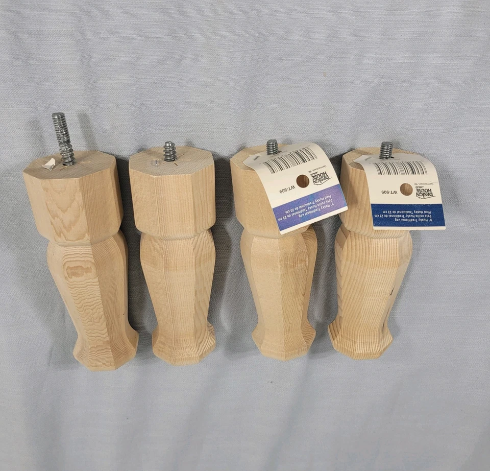 Lote de 4 patas de mesa de pino tradicional de 9" NUEVAS 2-1/8”x9” Foto 1 de 1