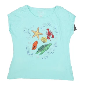 Camisa de lavandería New York para mujer pequeña tortuga marina estrella de mar cangrejo concha camiseta de playa - Imagen 1 de 12
