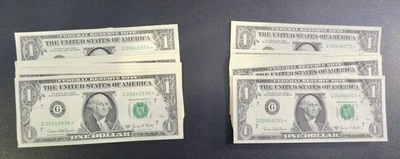 1969D $1 STAR NOTE RUN (G05646053 - G05646075 Star) – 23 UNC consecutivo - Imagem 1 de 4