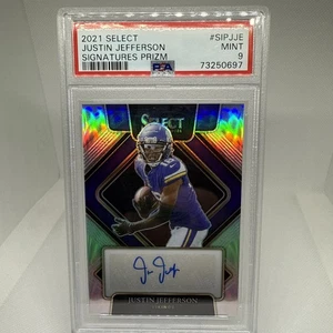 2021 Select Signatures Silver Prizm Justin Jefferson RC Rookie AUTO /299 PSA 9 - Picture 1 of 12