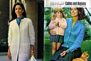 Cables Raglans for the Family Knitting Knit Pattern Bernat Book No 130 1966 VTG - Picture 1 of 14