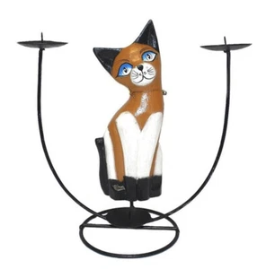 Katzen Kerzenständer Katze Kerzenleuchter Kerzenhalter Katzendeko Leuchter Cat - Bild 1 von 2