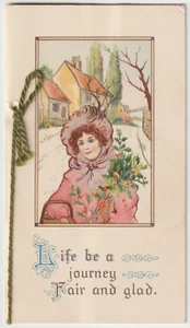 C1915 Viktorianische Frau Lebensreise Clifton Bingham Gedicht Broschüre Grußkarte - Bild 1 von 6