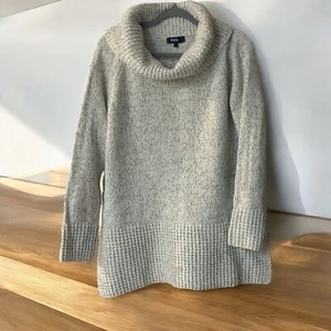 DKNY Pullover Damen Large grau Strick Acryl Langarm Wasserfallausschnitt Schlitz Pulli - Bild 1 von 5