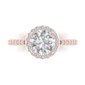 2.39 CT Round Cut Bridal Wedding halo anniversary Ring Band 14k Rose gold - Picture 1 of 11