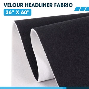 36"L X 60"W Headliner Fabric for Car RV Boat Replacement Repair DIY (Black) - Picture 1 of 12