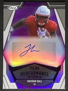 HASSAN HALL 2023 SAGE Purple Peak Performance Insert Rookie RC Auto #PKA-HH2 - Picture 1 of 2