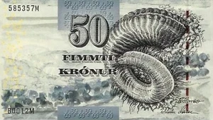 50 Cir Faeroe Faroe Islands Banknote. 50 Kronur Currency. 50 Kronur 2001 notes - Picture 1 of 2