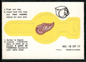 1973-74 O-Pee-Chee DETROIT RED WINGS #13 OPC Push Out Team Ring VTG Set Break NM - Imagen 1 de 2