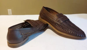Mocasines sin cordones tejidos marrones de asfalto rústico para hombre talla 41 o talla 8 de EE. UU. - Imagen 1 de 6