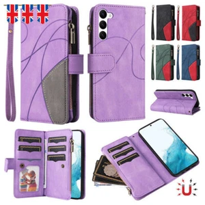 For Samsung S25 S24 S23 FE S22 S21 S20 Ultra Zip Wallet Case Flip Leather Cover - Picture 1 of 76
