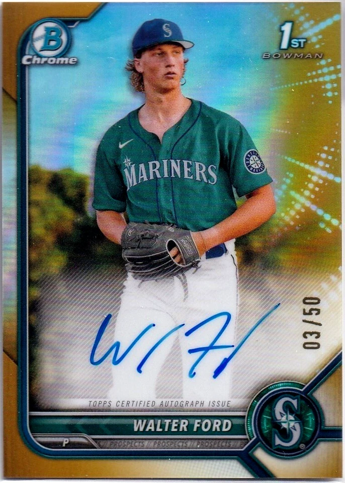 2022 Bowman Chrome WALTER FORD RC GOLD Auto #3/50!!! Mariners - Image 1 of 1