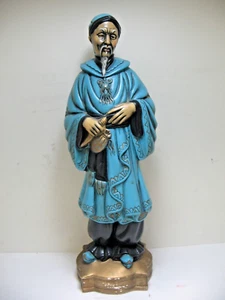Statua generale confuciano cinese stampo Olanda vintage alto 16" dipinto - Foto 1 di 7