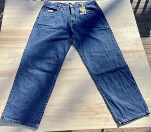 Vintage Jeans Pepe Jeans London 73 larghi hip hop gamba larga designer blu jeans uomo 40x33 - Foto 1 di 9