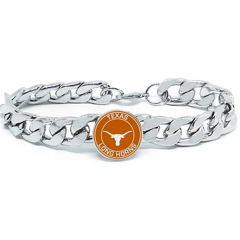 Texas Longhorns Mens Link Chain Bracelet University State College Gift D4 Cover