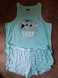 Womens Baby Yoda Grogu Shorts And Tank Top Sleepwear Set Pajamas 3X  - Picture 1 of 12