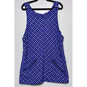 Grembiule vintage Y2K a quadri abito pinafore taglia grande made in USA Farmcore Cottagecore - Foto 1 di 5