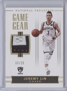 JEREMY LIN 2017-18 PANINI NATIONAL TREASURES GAME GEAR GAME-USED PATCH GOLD 3/25