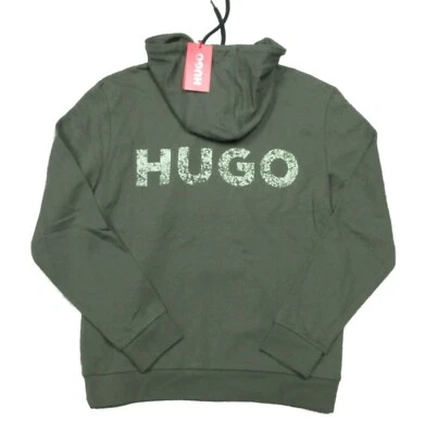 Moletom com capuz Hugo Boss Red Label masculino verde Demokrit logotipo terry zíper completo - Imagem 1 de 4